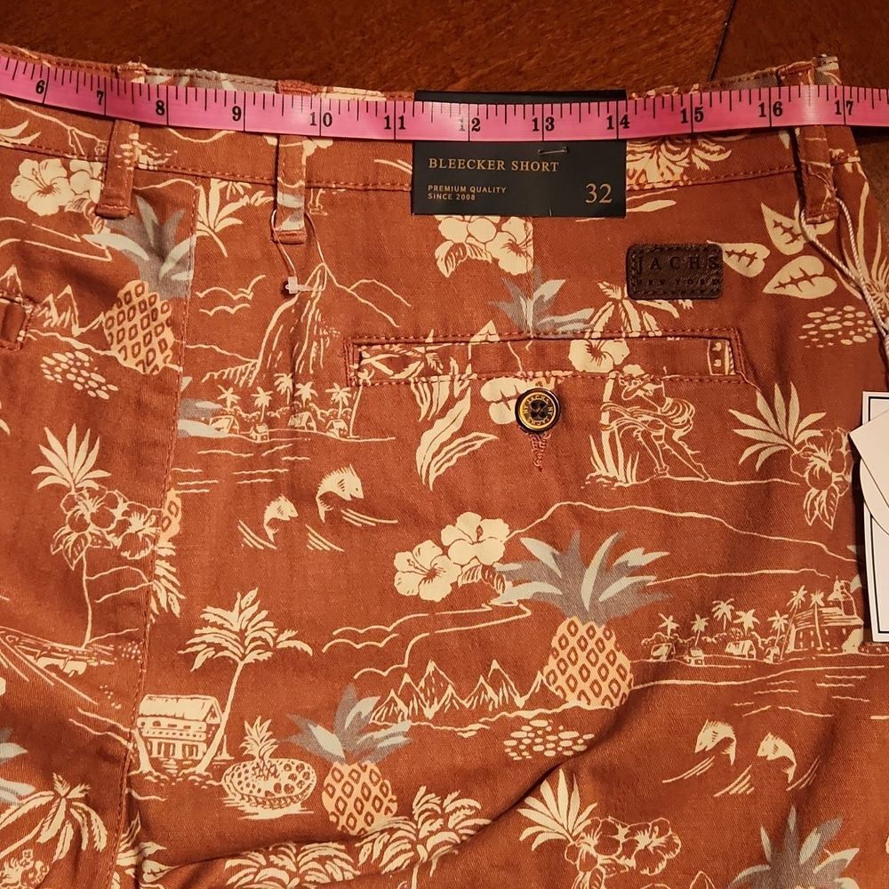 Jachs NY Stretch Twill Classic Chino Golf Preppy Shorts, Red Hawaiian Tropical - Picture 10 of 12